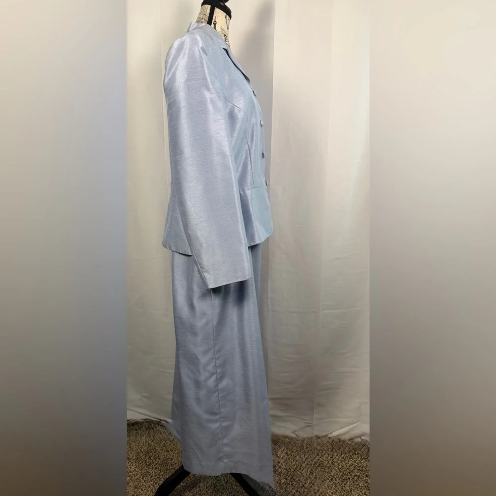 Morgan Miller Iridescent Blue Skirt Suit Set Size 18 Career Church Wedding
